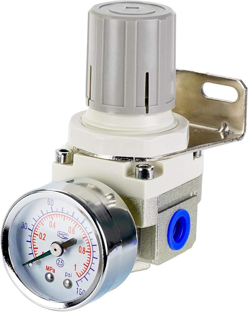 ECuoPix منظم ضغط الهواء مع منفذ 1/4"، منظم ضاغط الهواء مع مقياس دقيق 0-150 PSI وحامل، مثالي لنظام الهواء المضغوط، AR2000-02 - Image 1